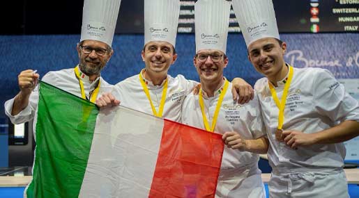 Chef Lo chef calabrese Lorenzo Alessio alla finale mondiale del Bocuse d'Or di Lione
