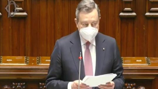 Mario Draghi alla Camera il 26 aprile 2021