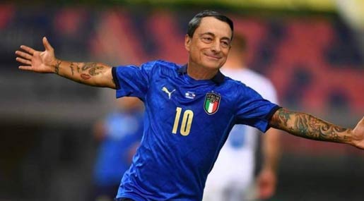 Il meme di Draghi in azzurro