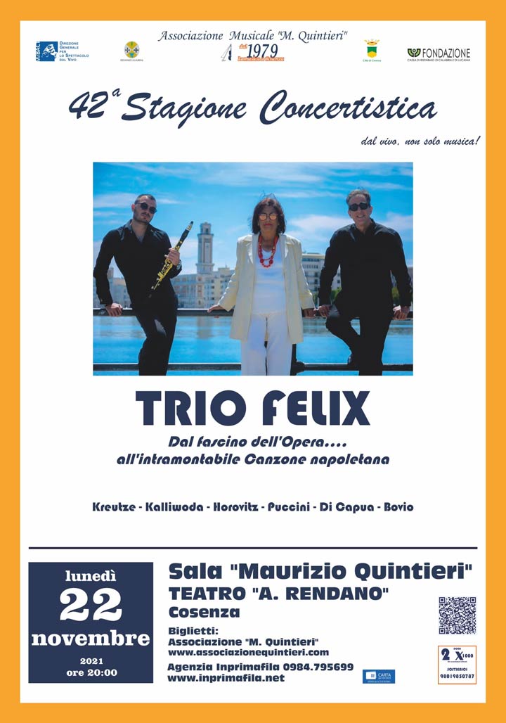 Lunedì il concerto del Trio Felix