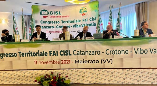III Congresso Fai Cisl Cz, Kr, Vv, Sapia: Dare risposte concrete a esigenze dei lavoratori settore agro-ambientale-forestale