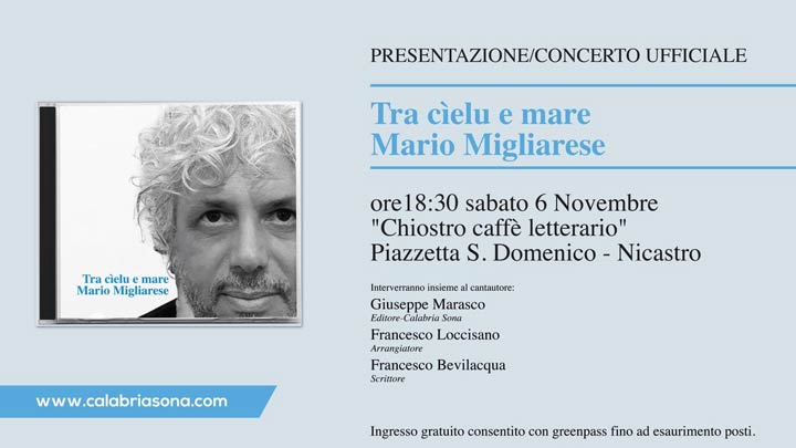 Sabato Mario Migliarese presenta il suo nuovo disco "Tra cielu e mare"