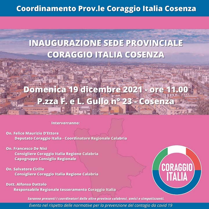 Coraggio Italia inaugura la sede Provinciale