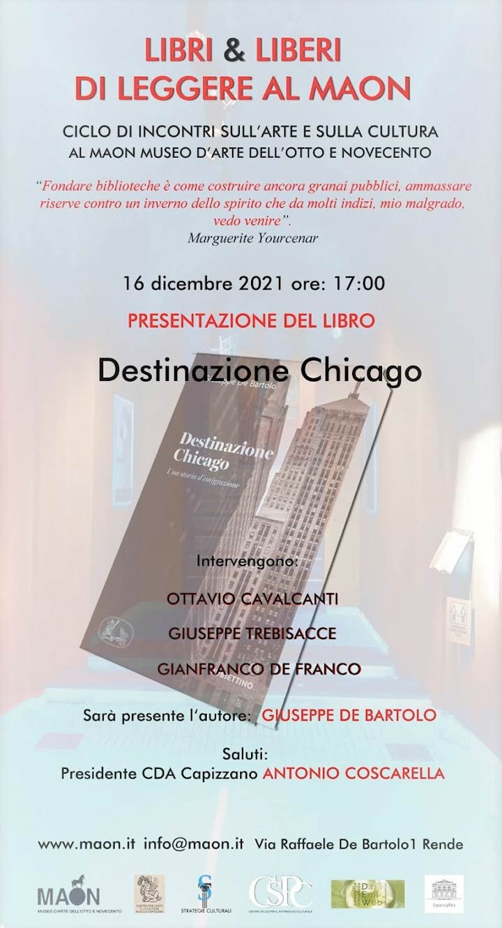 Il 16 dicembre la presentazione del libro "Destinazione Chicago"