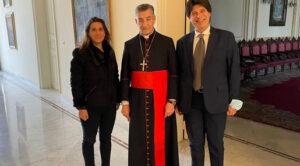 Youmna Gemayel, il Cardinale Beshara Rai (Patriarca dei Cattolici Maroniti) e Vincenzo Speziali