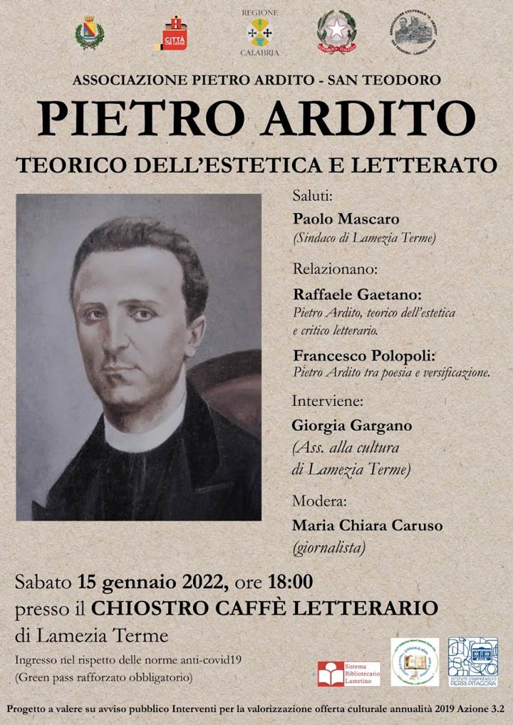 Sabato l'incontro pubblico su Pietro Ardito, teorico dell'Estetica e letterato