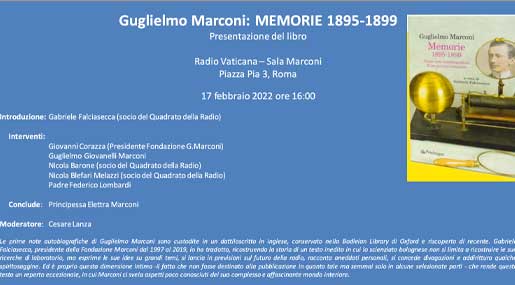 Giovedì a Radio Vaticana si presenta il libro "Guglielmo Marconi: Memorie 1895-1899"