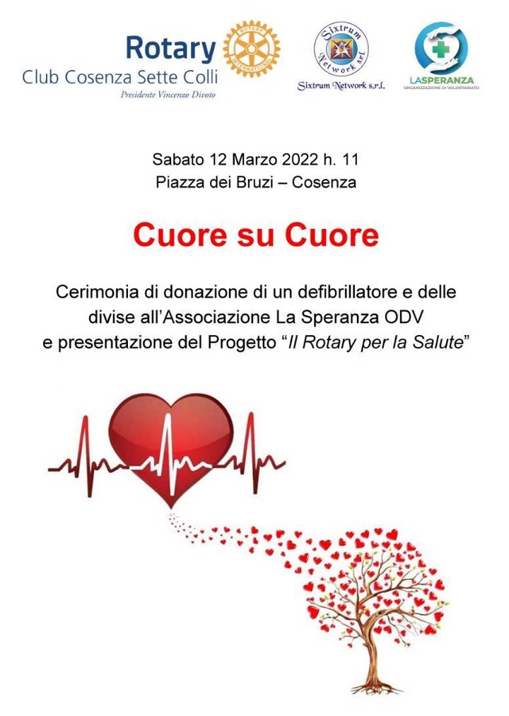 L'iniziativa "Cuore su Cuore" del Rotary Club Cosenza