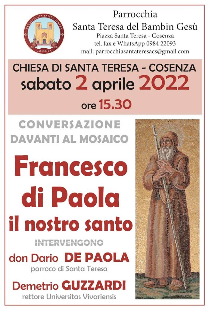 Sabato la conversazione su San Francesco di Paola