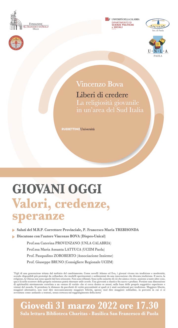 Si presenta il libro "Liberi di credere" di Vincenzo Bova
