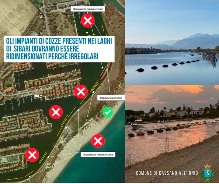 Ordinanza del Comune: Gli impianti di cozze ai Laghi di Sibari dovranno essere ridimensionati