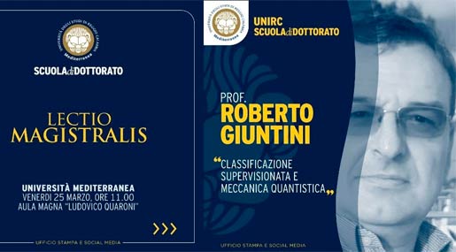 Venerdì all'Università Mediterranea la lectio magistralis del prof. Roberto Giuntini