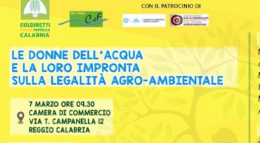 A Reggio il convegno "Donne dell'acqua impegnate nella legalità agro-ambientale"