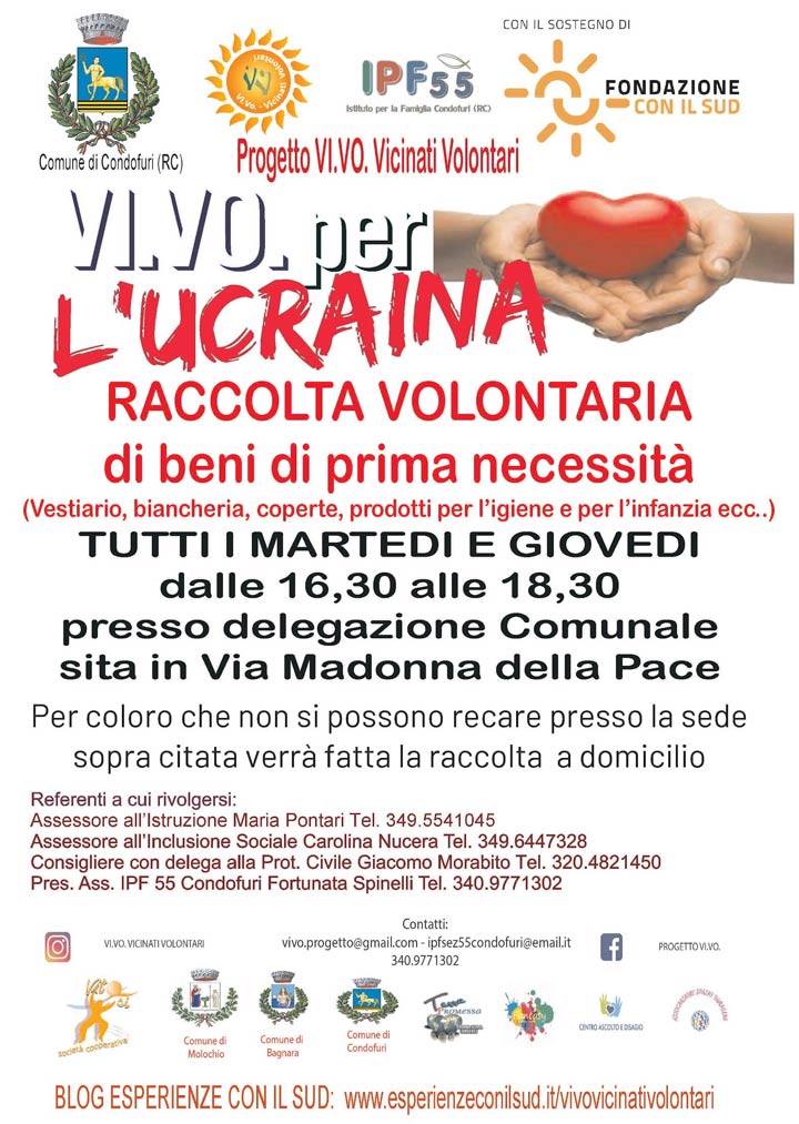 La raccolta volontaria di beni di prima necessità per l'Ucraina