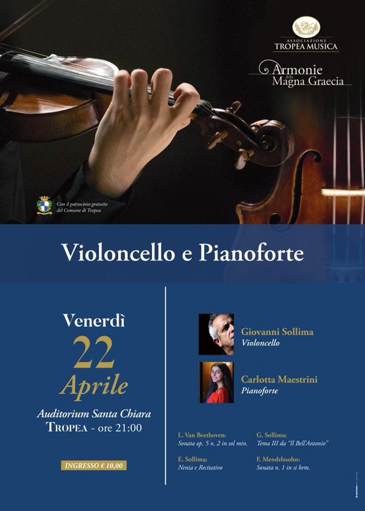 Il 22 aprile il concerto per violoncello e pianoforte
