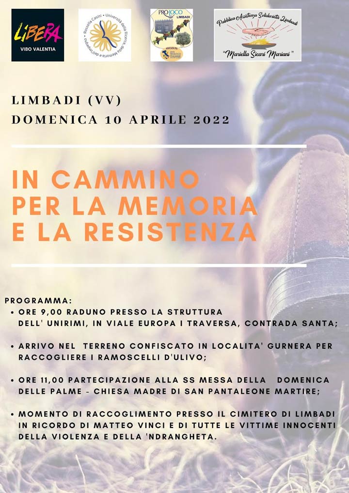 Domenica "In Cammino per la memoria e la resistenza" con Libera