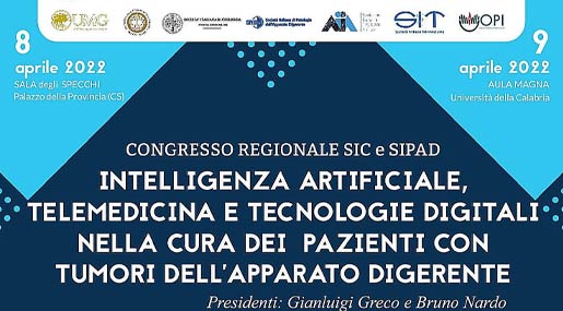 Venerdì il congresso regionale Cis e Sidap su Intelligenza artificiale, telemedicina nella cura dei pazienti con tumori dell'apparato digerente
