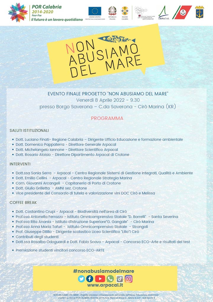 Venerdì l'evento conclusivo del progetto "Non abusiamo del Mare"