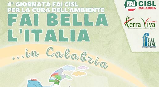 Il 1° giugno a Catanzaro l'evento "Fai bella l'Italia" di Fai Cisl Calabria
