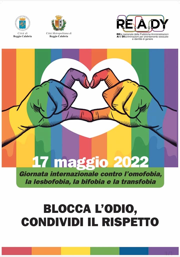 Il Comune aderisce alla giornata internazionale contro l'omofobia, la bifobia, la transfobia