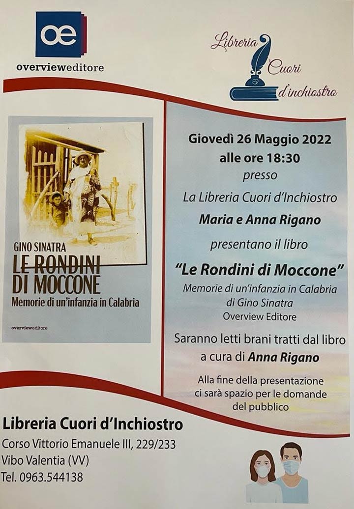Il 26 maggio la presentazione del libro "Le Rondini di Moccone"