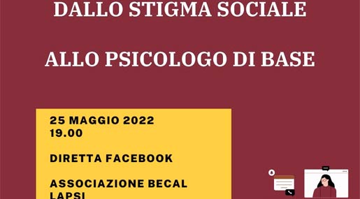 Mercoledì l'evento online "Dallo stigma sociale allo Psicologo di base"