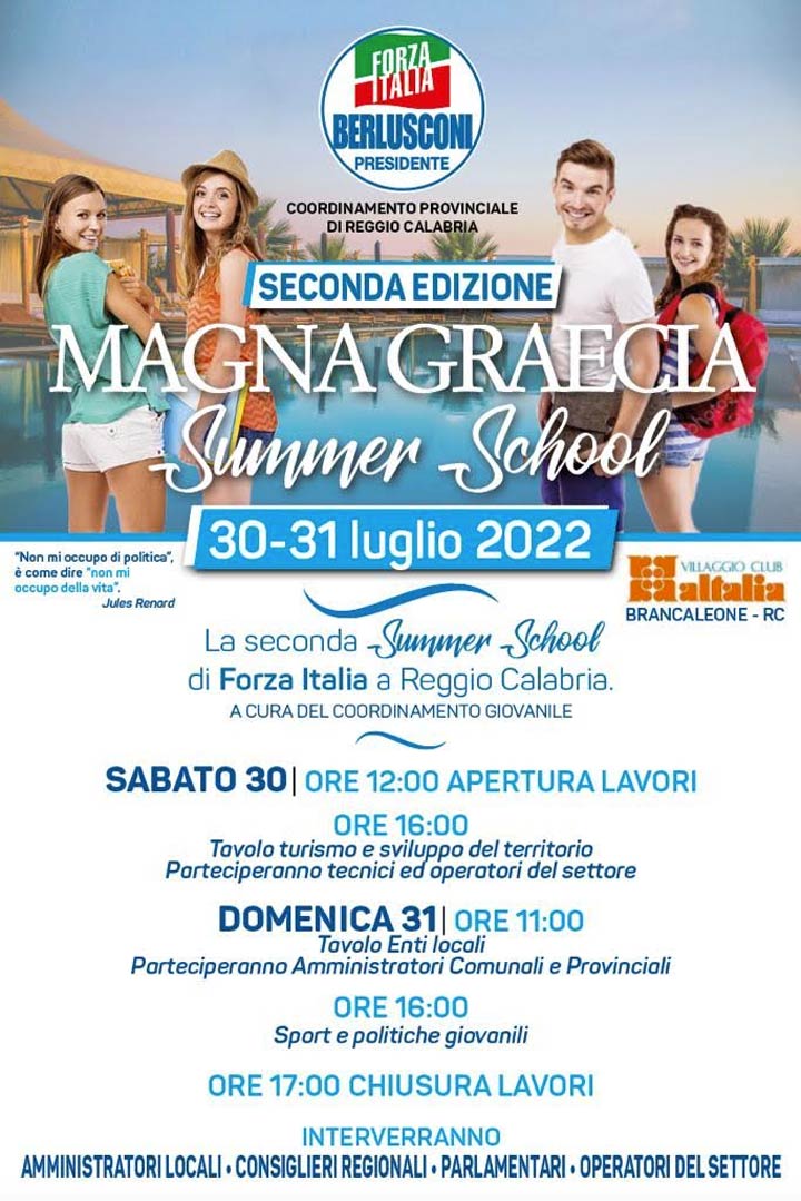A Brancaleone torna la Magna Graecia Summer School dei Giovani di Forza Italia