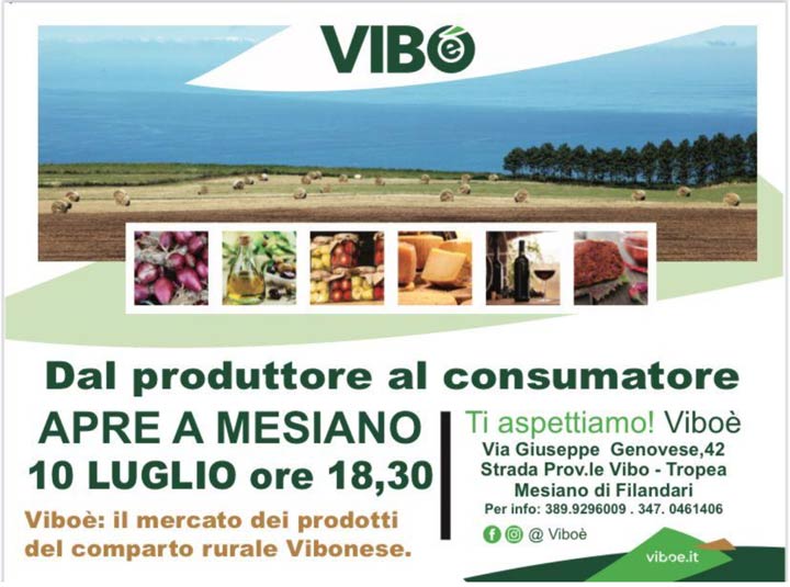 Domenica s'inaugura il Mercato Locale del Comparto rurale Vibonese