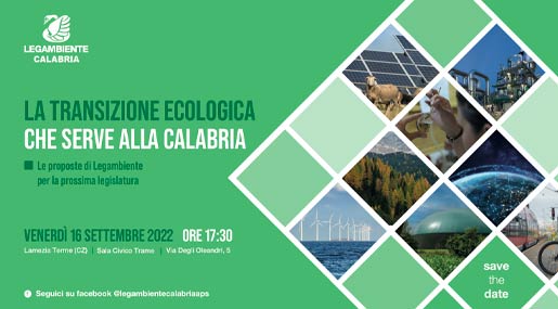 L'incontro pubblico di Legambiente su "La transizione ecologica che serve alla Calabria"