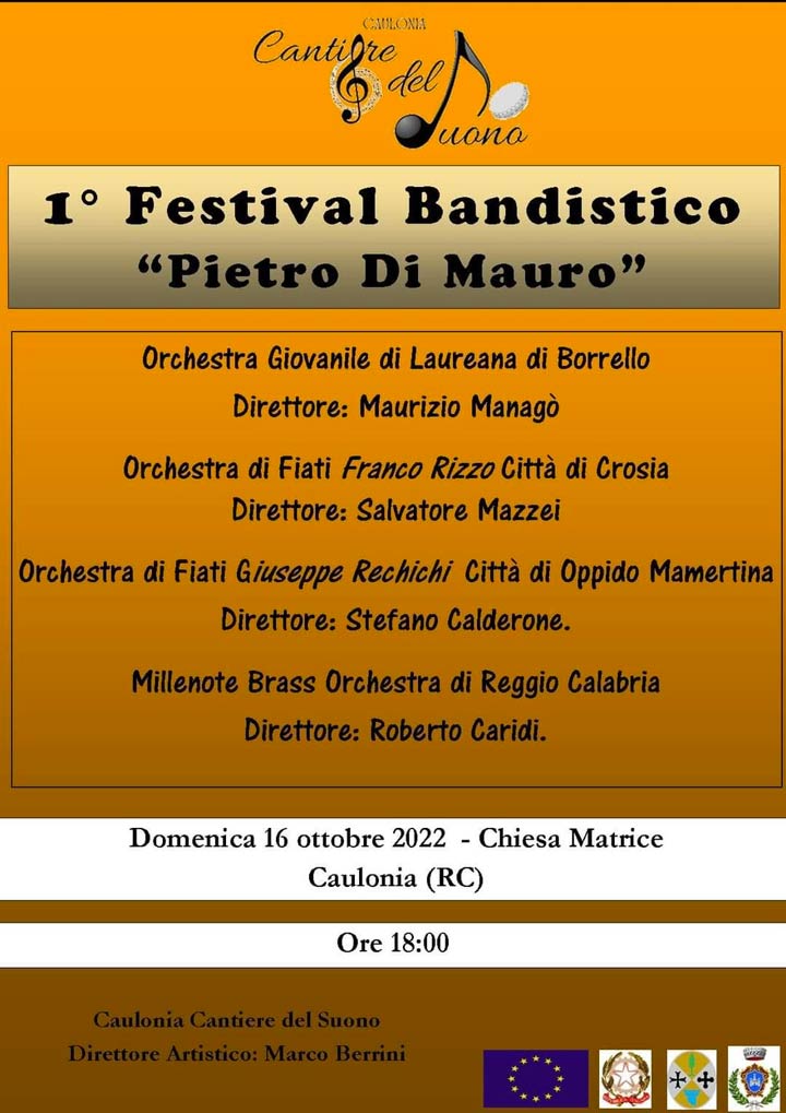 Caulonia Cantiere del Suono, domenica il Festival Bandistico "Pietro Di Mauro"