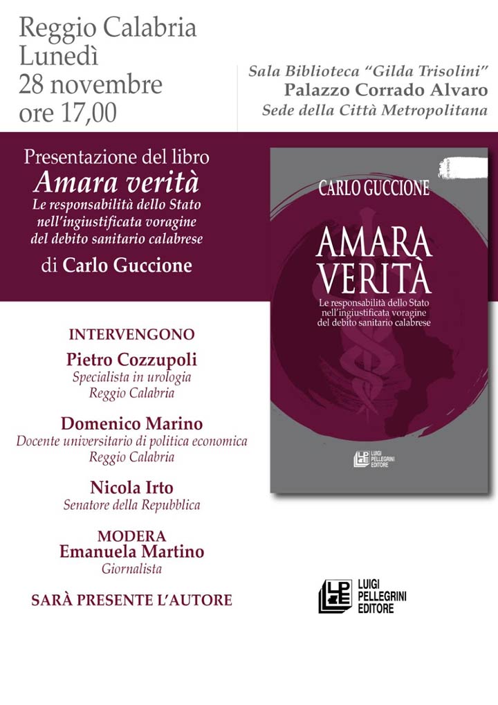 Lunedì si presenta il libro "Amara verità" di Carlo Guccione