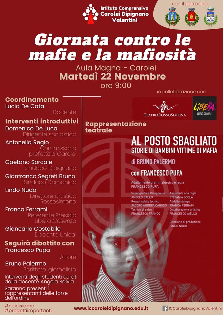 L'IC "Valentini-Rendano" celebra la Giornata contro le mafie e la mafiosità