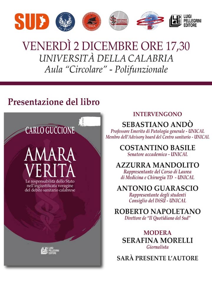 All'Unical si presenta il libro "Amara verità" di Carlo Guccione