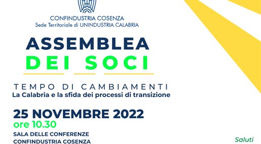 Venerdì l'assemblea di Confindustria CS su "La Calabria e la sfida dei processi di transizione"