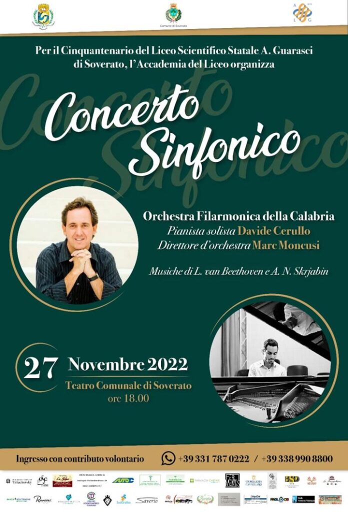 Il 27 novembre il concerto sinfonico della Filarmonica della Calabria