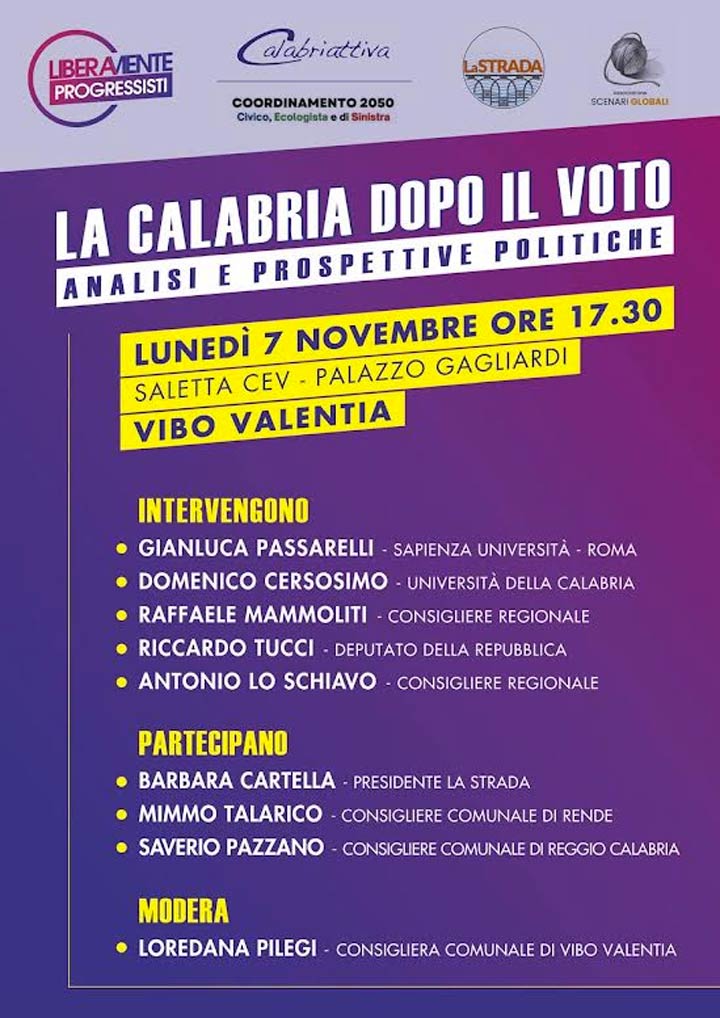 Lunedì l'incontro "Le nuove prospettive del centrosinistra in Calabria"