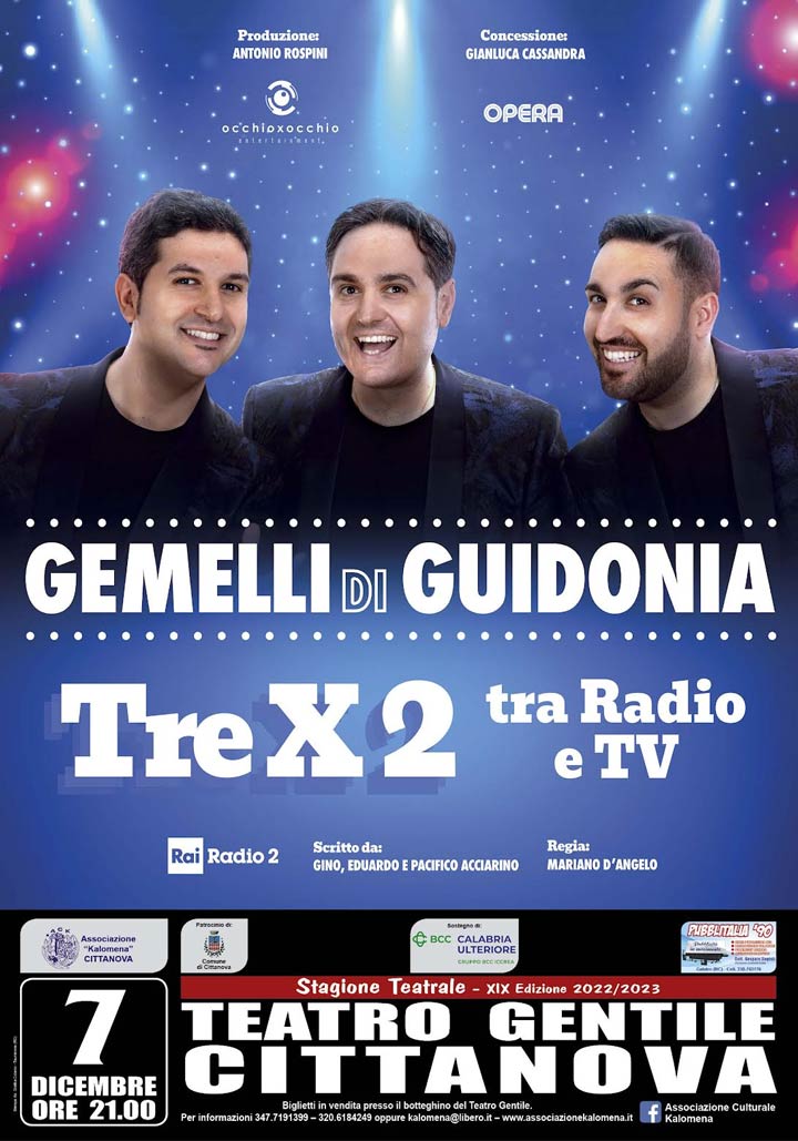 Il 7 dicembre in scena “Tre X 2 tra Radio e TV"