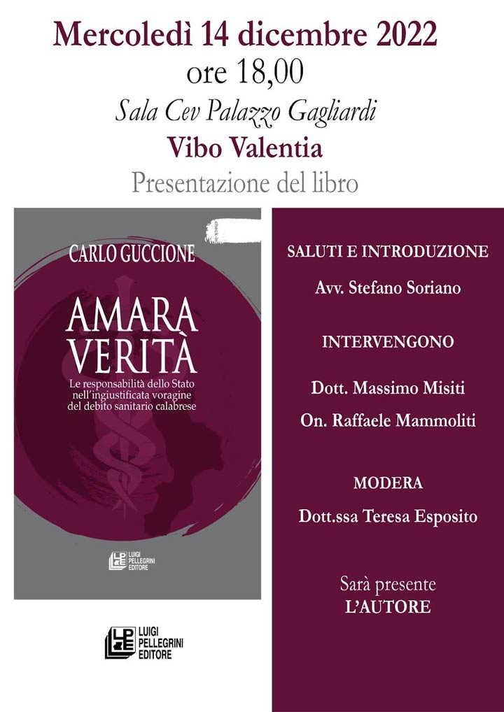 Mercoledì la presentazione del libro "Amara verità" di Carlo Guccione