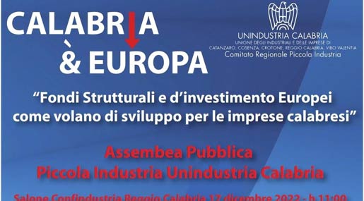 Domani a Reggio l'Assemblea Pubblica Piccola Industria di Unindustria Calabria