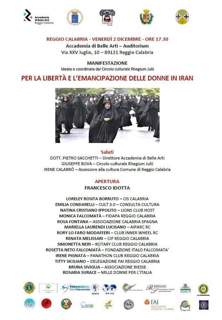 Domani incontro del Rhegium Julii "Per la libertà e l'emancipazione delle donne in Iran"
