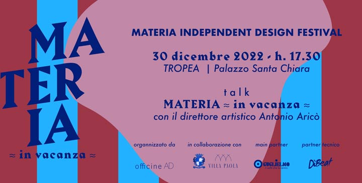 Il 30 dicembre arriva il Festival del Design Materia