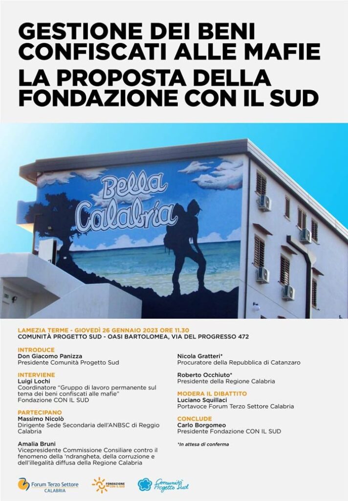 Giovedì l'incontro sui Beni confiscati di Fondazione con il Sud