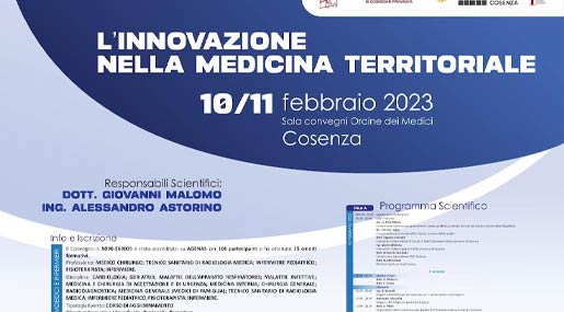 Il 10 e 11 febbraio a Cosenza il congresso scientifico su "L'innovazione nella medicina territoriale"