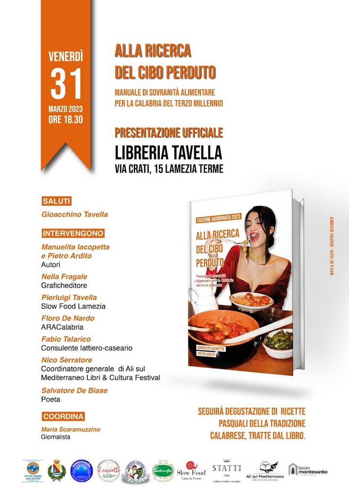 Venerdì si presenta il libro "lla ricerca del cibo perduto – Manuale di sovranità alimentare per la Calabria del Terzo Millennio"