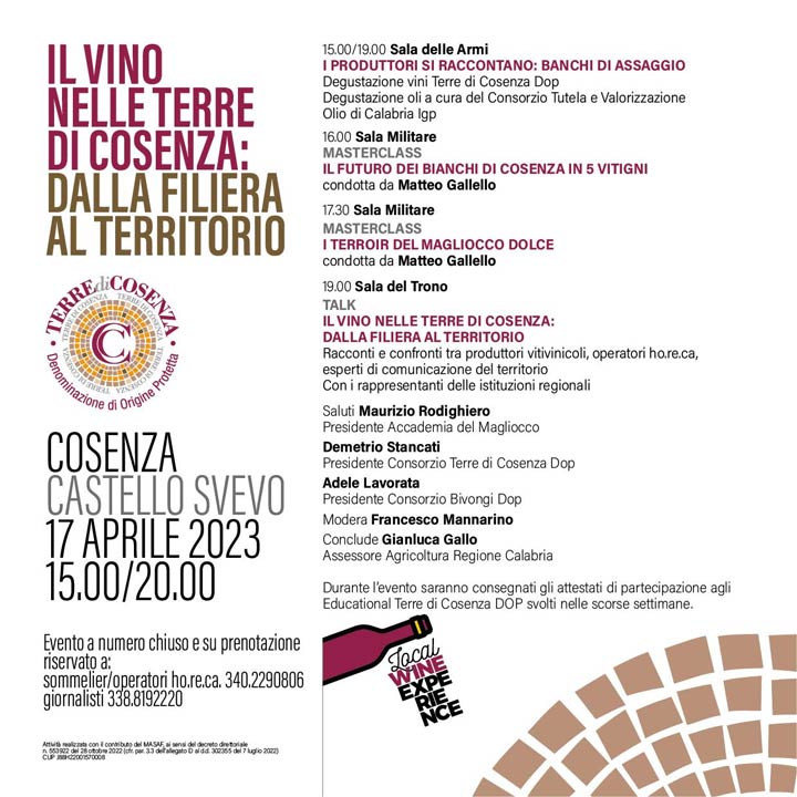 Lunedì l'incontro "Il vino nelle terre di Cosenza"
