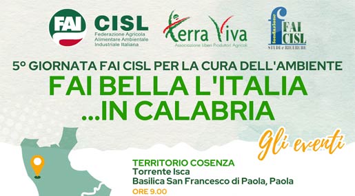 Lunedì torna Fai bella l’Italia “Giornata Fai Cisl per la cura dell’ambiente”