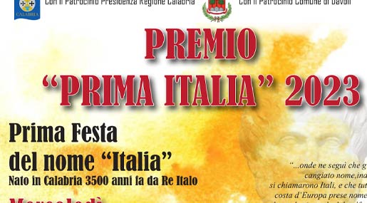 Il 21 giugno a Davoli si consegna il Premio Prima Italia