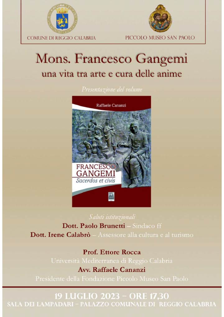 Il 19 luglio si presenta il libro "Francesco Gangemi – Sacerdos ed civis"