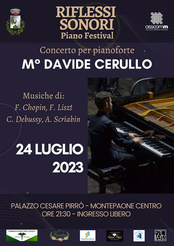 Il 24 luglio il concerto del pianista Davide Cerullo