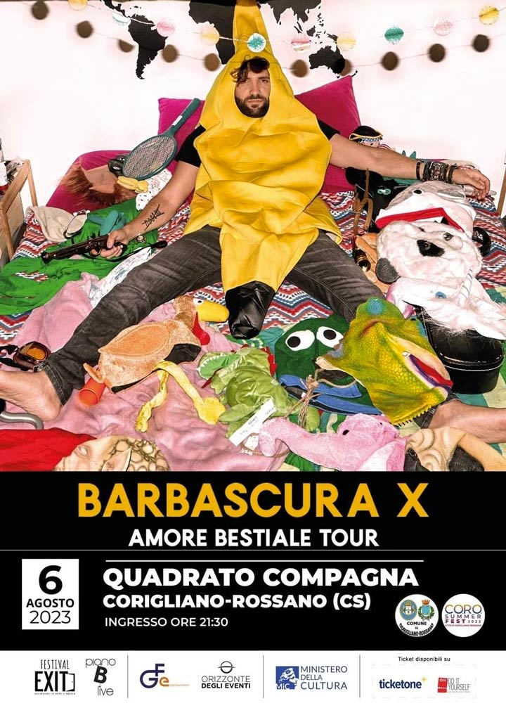 A Corigliano Rossano arriva Barbascura X con il suo "Amore Bestiale"